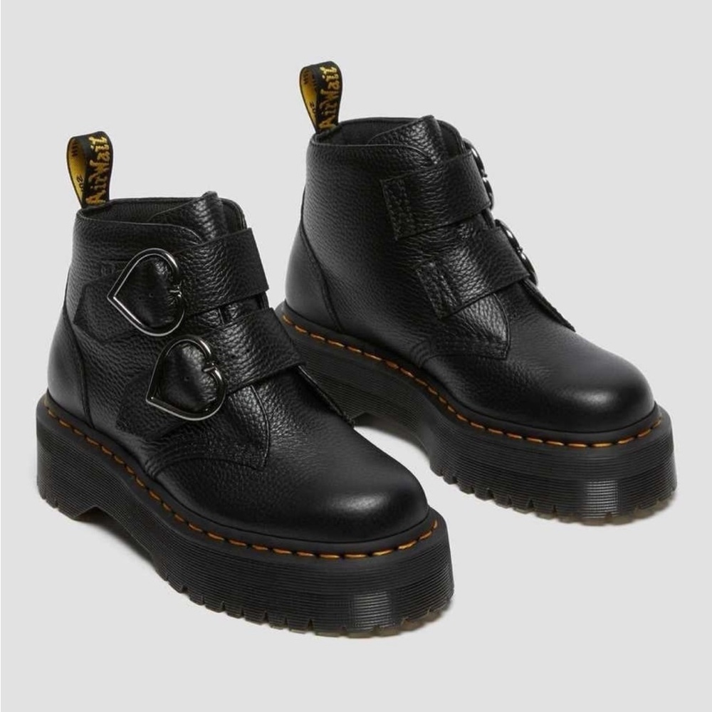 BRAND NEW - Dr. Martens Black Devon Heart Leather Platform